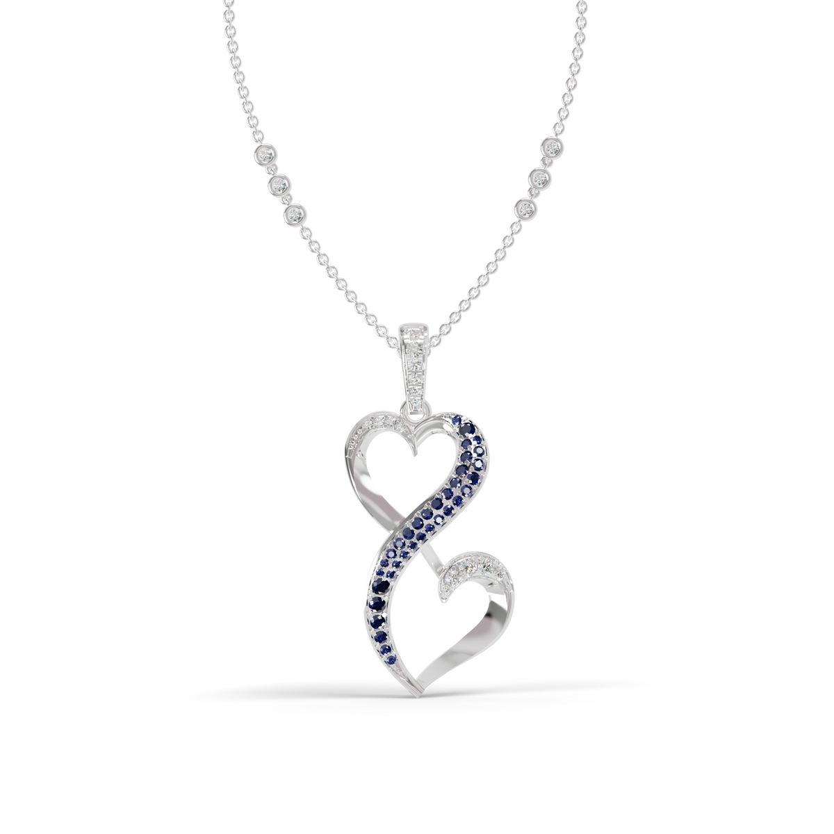 Guru Jewel's Luminous Blue Gemstone-Accented Love Motif Pendant for Her