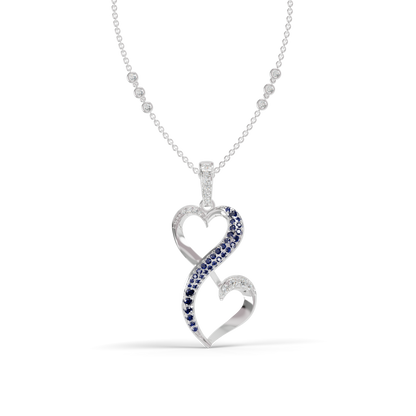 Guru Jewel's Luminous Blue Gemstone-Accented Love Motif Pendant for Her