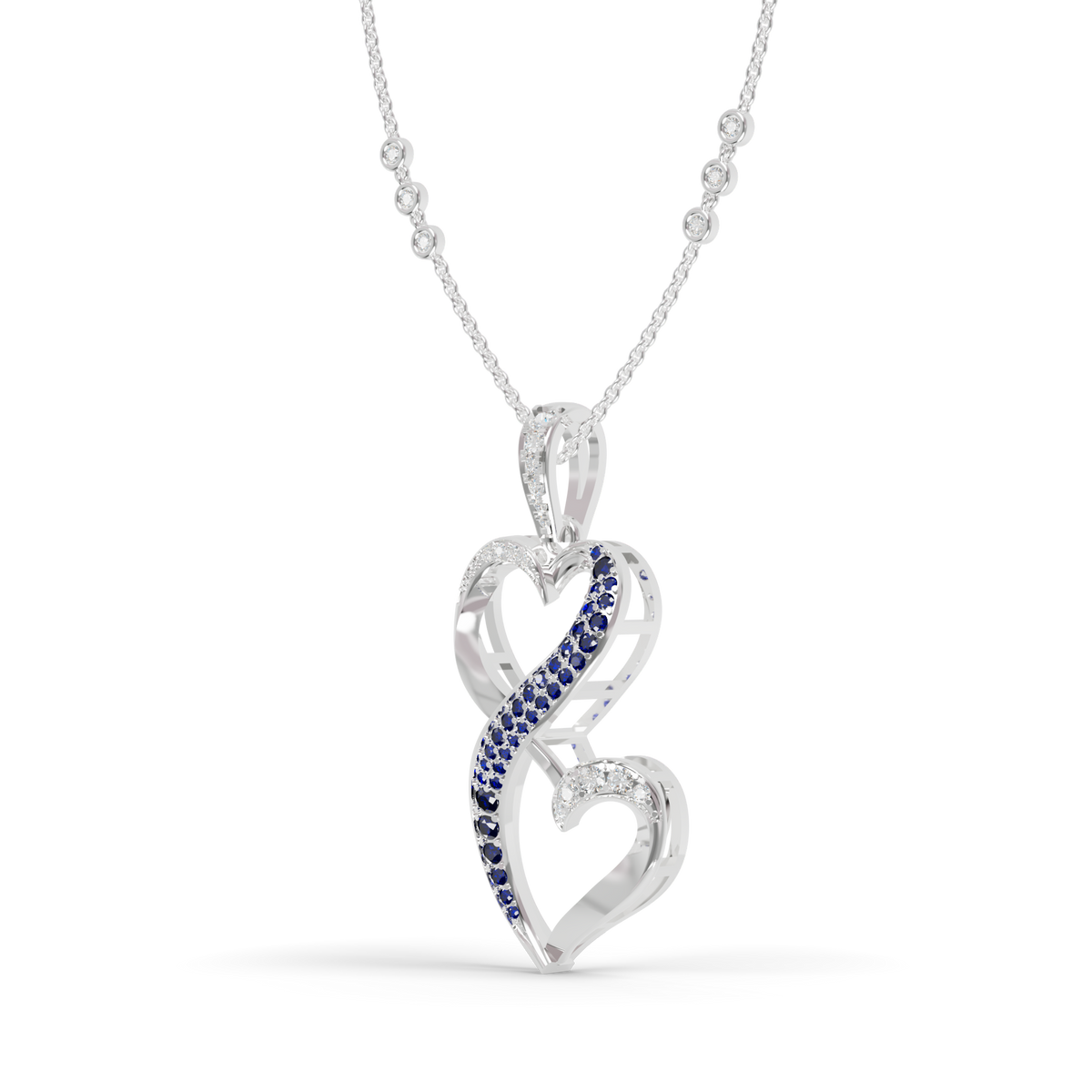 Guru Jewel's Luminous Blue Gemstone-Accented Love Motif Pendant for Her