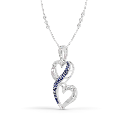 Guru Jewel's Luminous Blue Gemstone-Accented Love Motif Pendant for Her