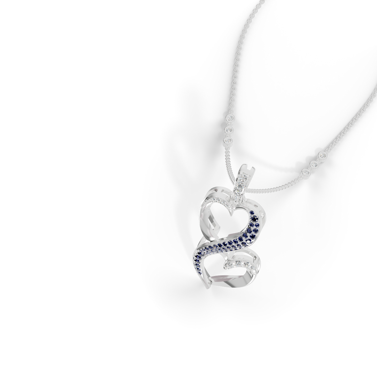 Guru Jewel's Luminous Blue Gemstone-Accented Love Motif Pendant for Her