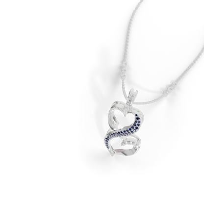 Guru Jewel's Luminous Blue Gemstone-Accented Love Motif Pendant for Her