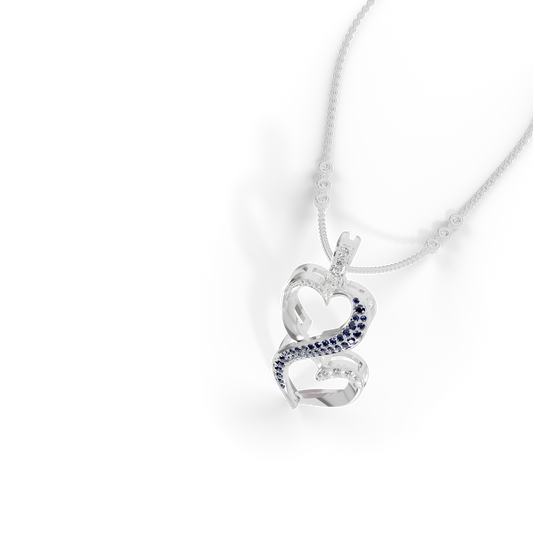 Guru Jewel's Luminous Blue Gemstone-Accented Love Motif Pendant for Her