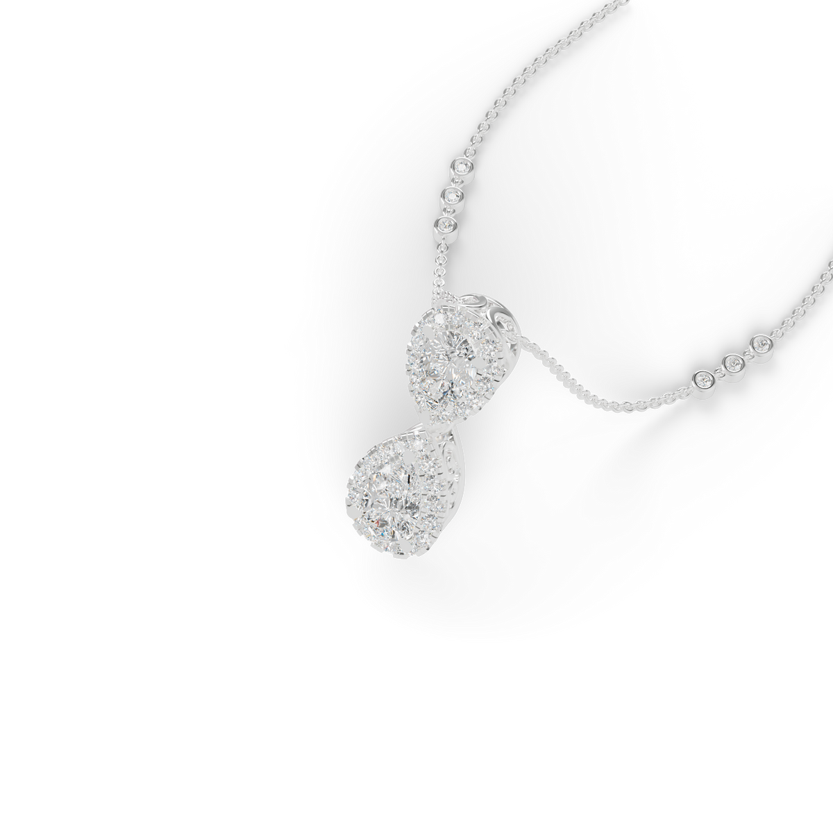 Guru Jewel's Luminous Linked Pear-Cluster Diamond-Simulant Pendant for Her