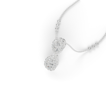Guru Jewel's Luminous Linked Pear-Cluster Diamond-Simulant Pendant for Her