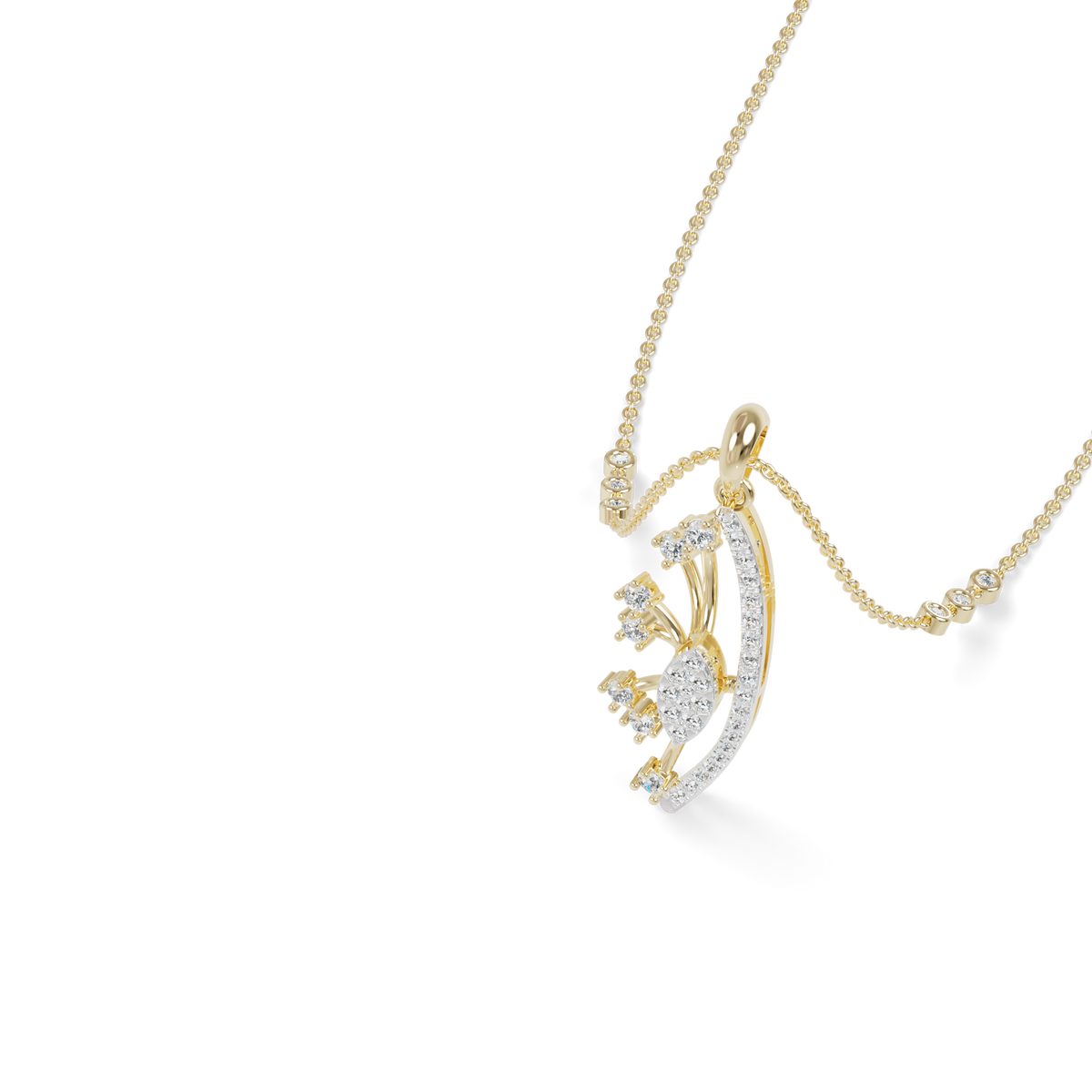 Guru Jewel's Radiant Curved Cluster Pave Silver Pendant for Her
