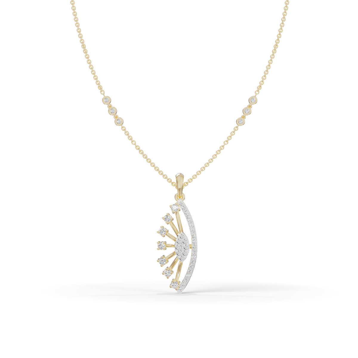 Guru Jewel's Radiant Curved Cluster Pave Silver Pendant for Her