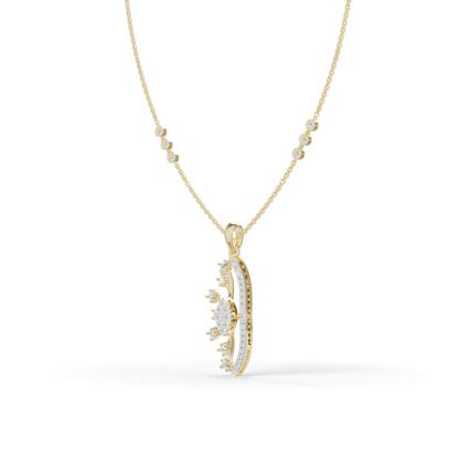 Guru Jewel's Radiant Curved Cluster Pave Silver Pendant for Her
