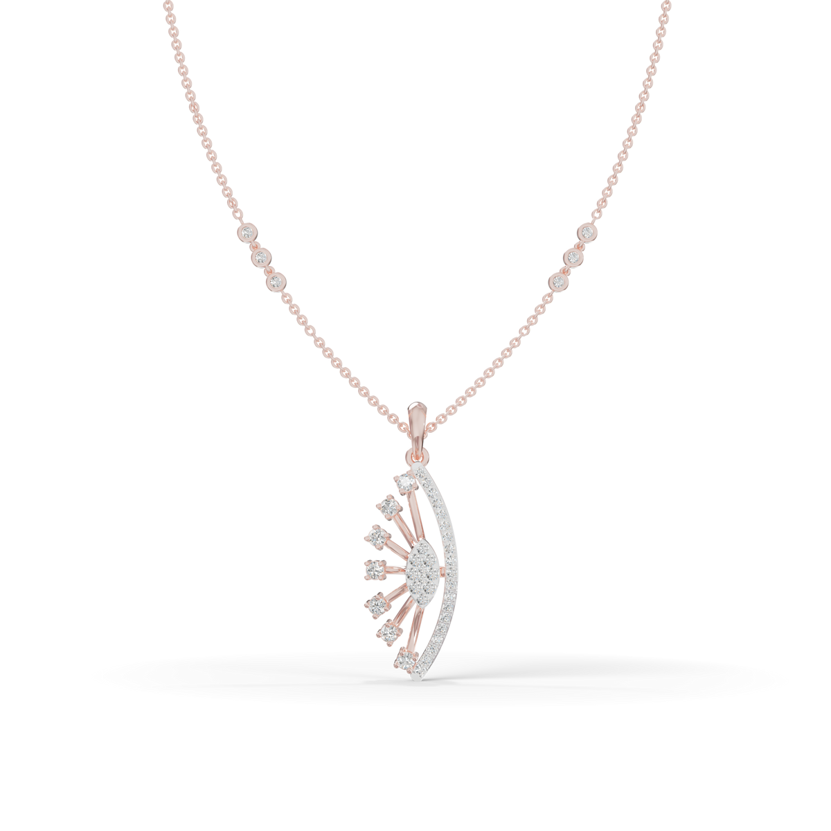 Guru Jewel's Radiant Curved Cluster Pave Silver Pendant for Her