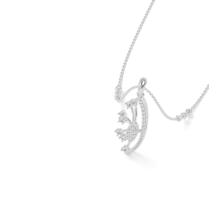 Guru Jewel's Radiant Curved Cluster Pave Silver Pendant for Her