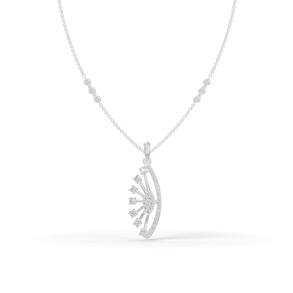 Guru Jewel's Radiant Curved Cluster Pave Silver Pendant for Her