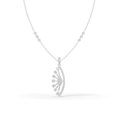 Guru Jewel's Radiant Curved Cluster Pave Silver Pendant for Her