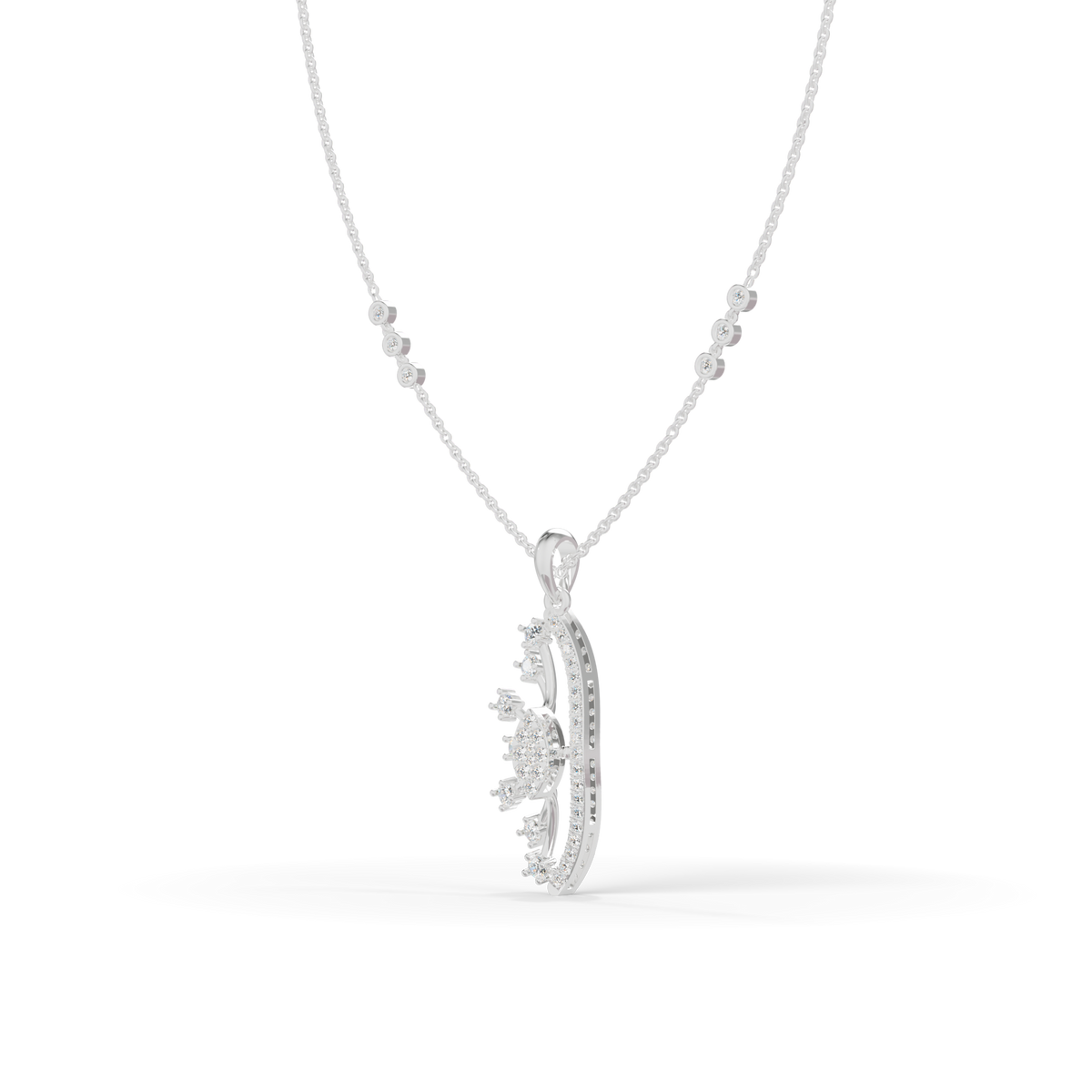 Guru Jewel's Radiant Curved Cluster Pave Silver Pendant for Her