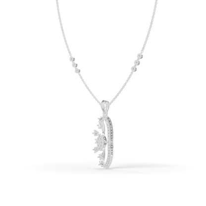 Guru Jewel's Radiant Curved Cluster Pave Silver Pendant for Her