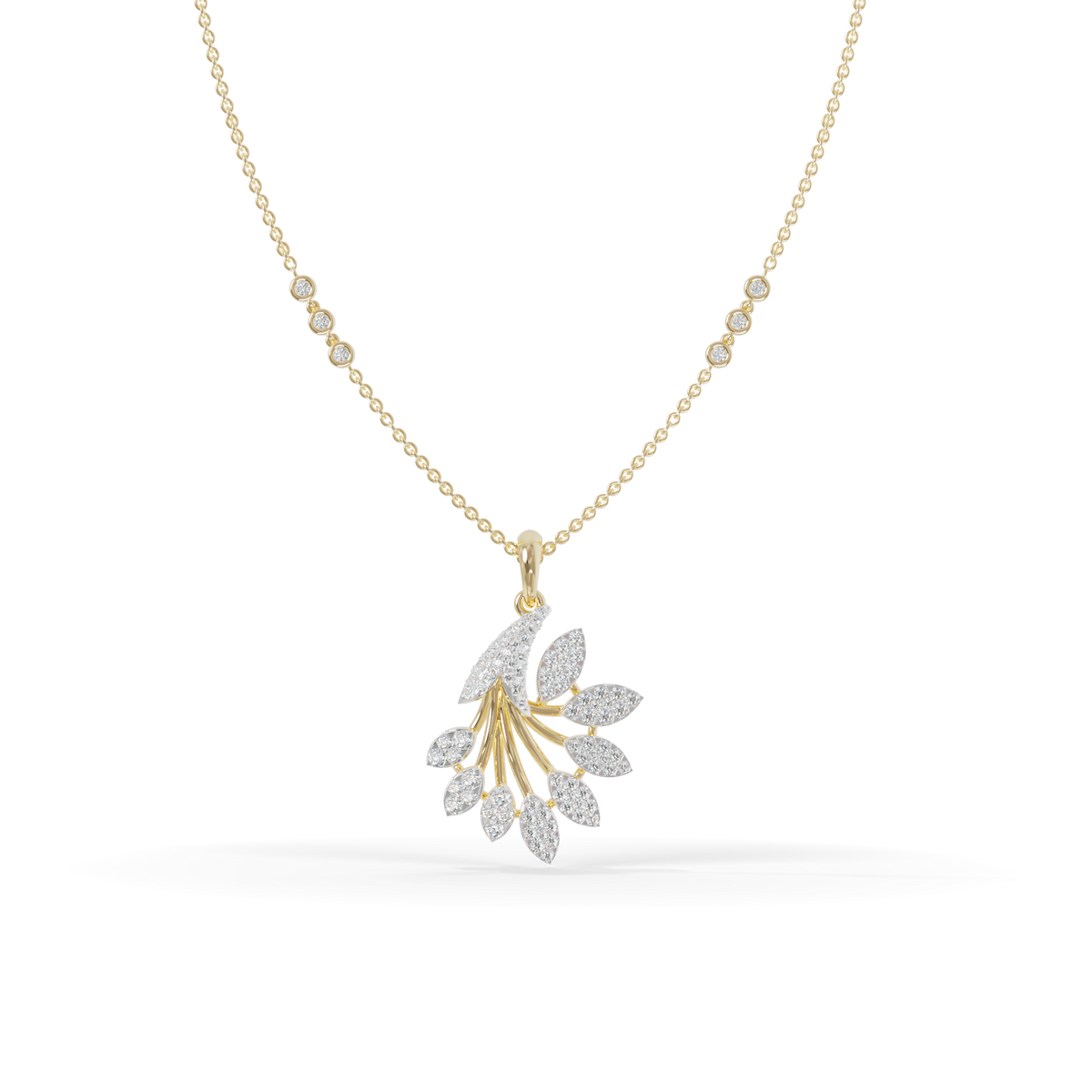 Guru Jewel's Luminous Feather-Motif Crystal Statement Pendant for Her