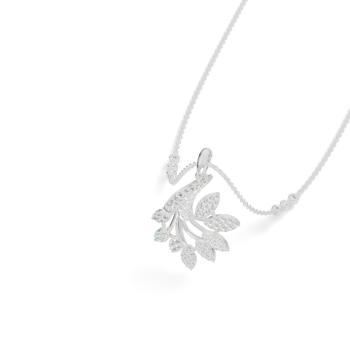 Guru Jewel's Luminous Feather-Motif Crystal Statement Pendant for Her