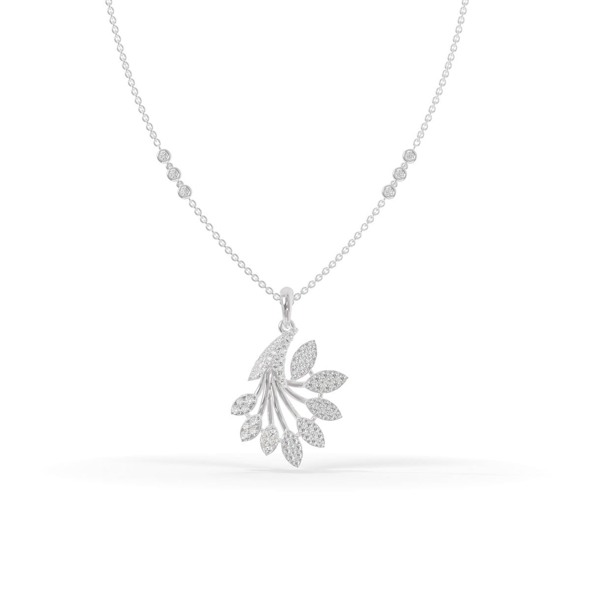 Guru Jewel's Luminous Feather-Motif Crystal Statement Pendant for Her