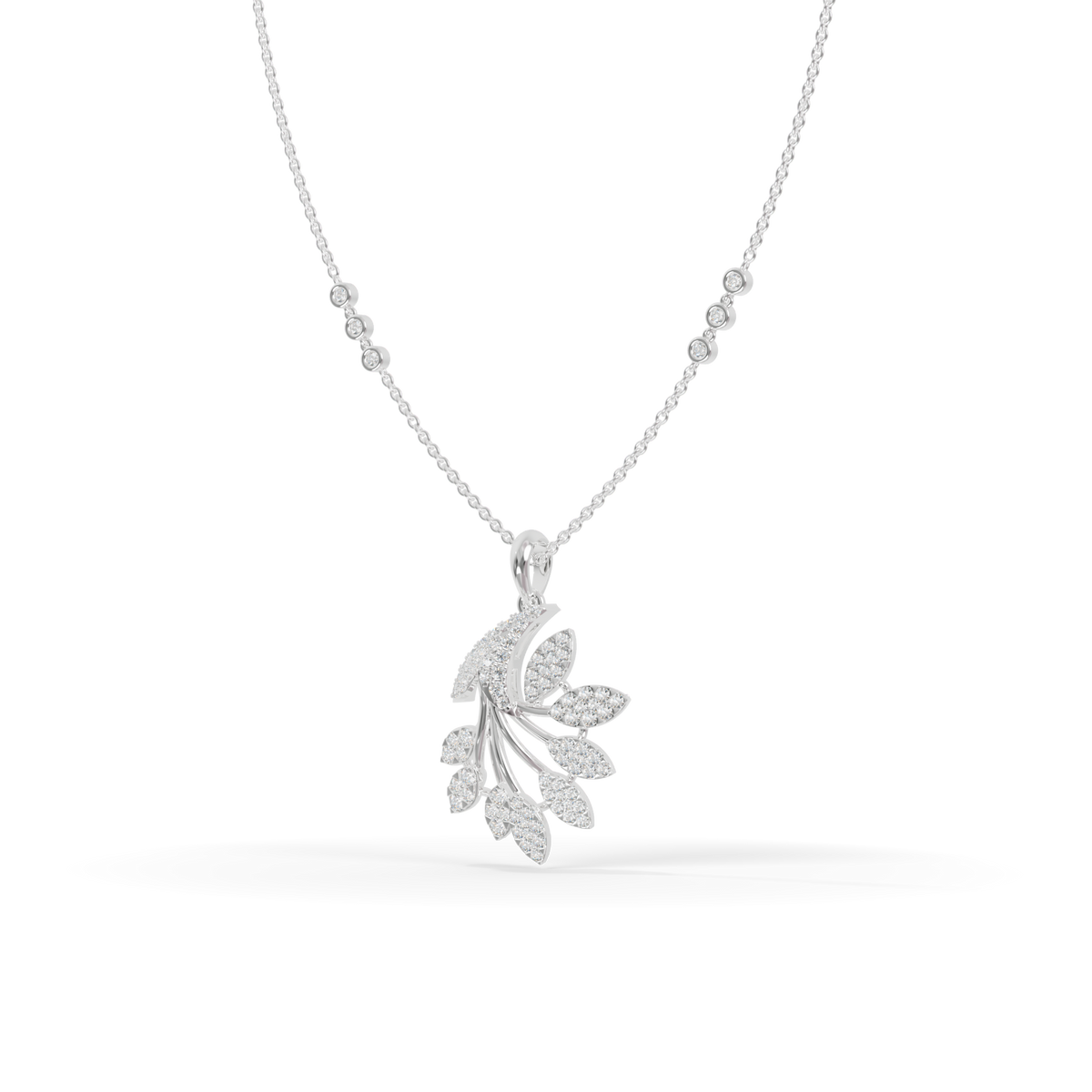 Guru Jewel's Luminous Feather-Motif Crystal Statement Pendant for Her