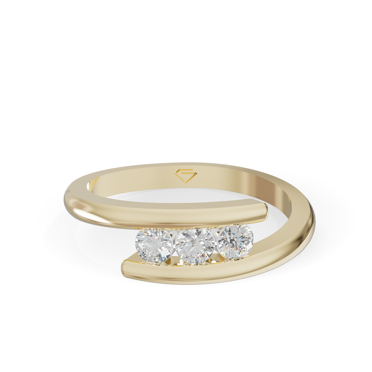 Guru Jewel's 3 Round C.Z Diamond Studded Silver Ring For Her