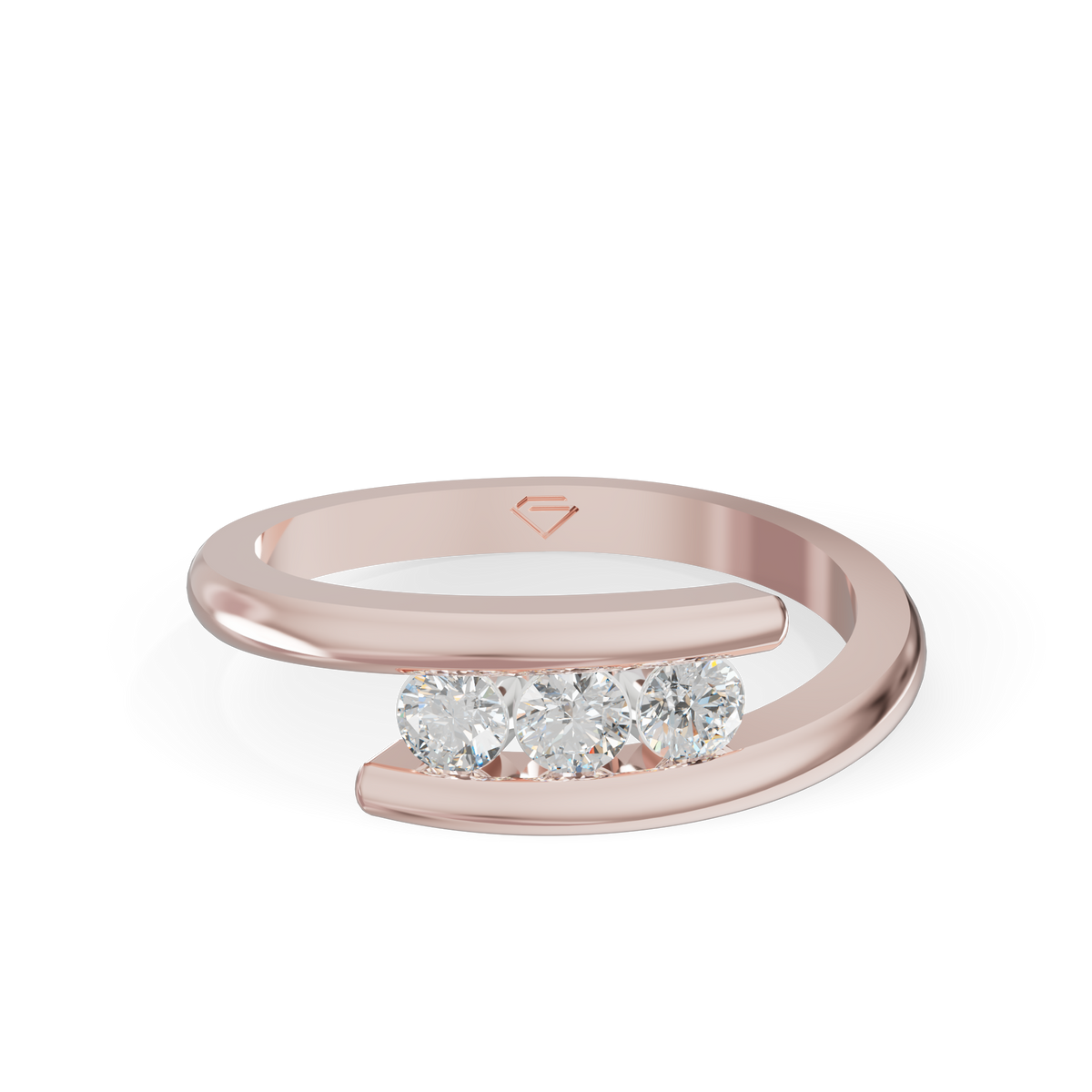 Guru Jewel's 3 Round C.Z Diamond Studded Silver Ring For Her