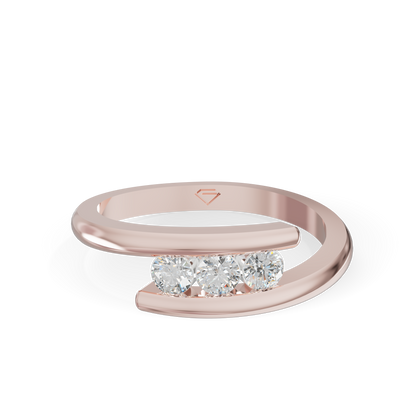 Guru Jewel's 3 Round C.Z Diamond Studded Silver Ring For Her