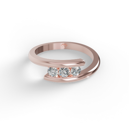 Guru Jewel's 3 Round C.Z Diamond Studded Silver Ring For Her