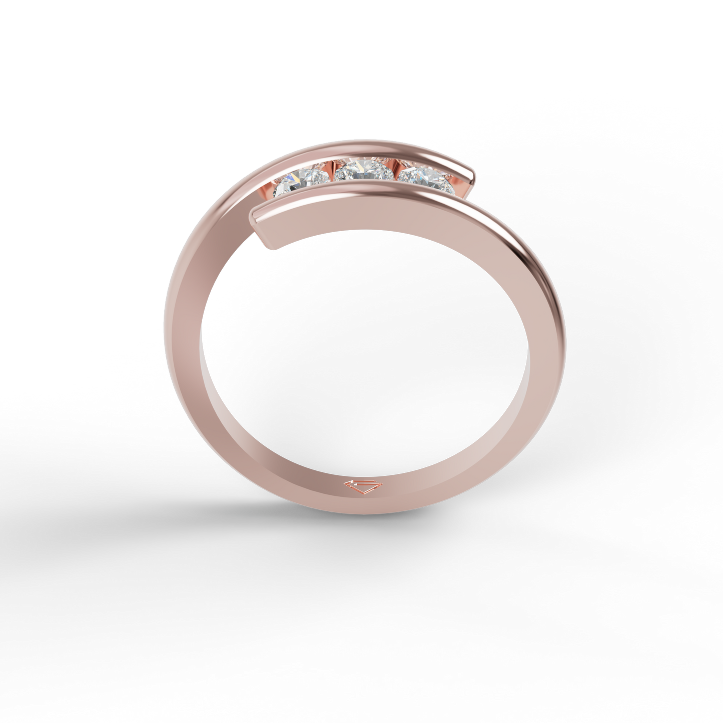 Guru Jewel's 3 Round C.Z Diamond Studded Silver Ring For Her