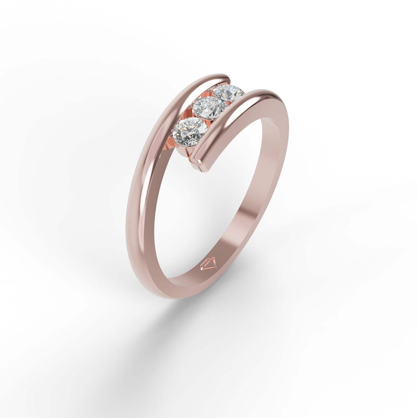 Guru Jewel's 3 Round C.Z Diamond Studded Silver Ring For Her