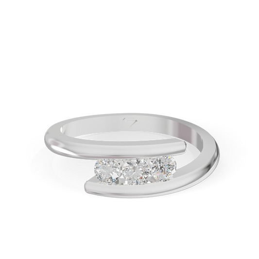 Guru Jewel's 3 Round C.Z Diamond Studded Silver Ring For Her