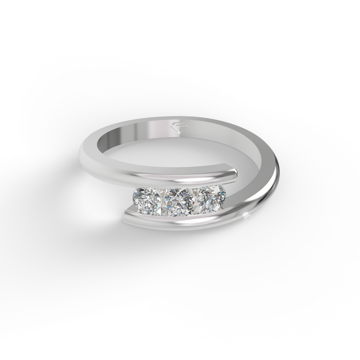 Guru Jewel's 3 Round C.Z Diamond Studded Silver Ring For Her