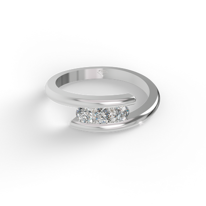 Guru Jewel's 3 Round C.Z Diamond Studded Silver Ring For Her