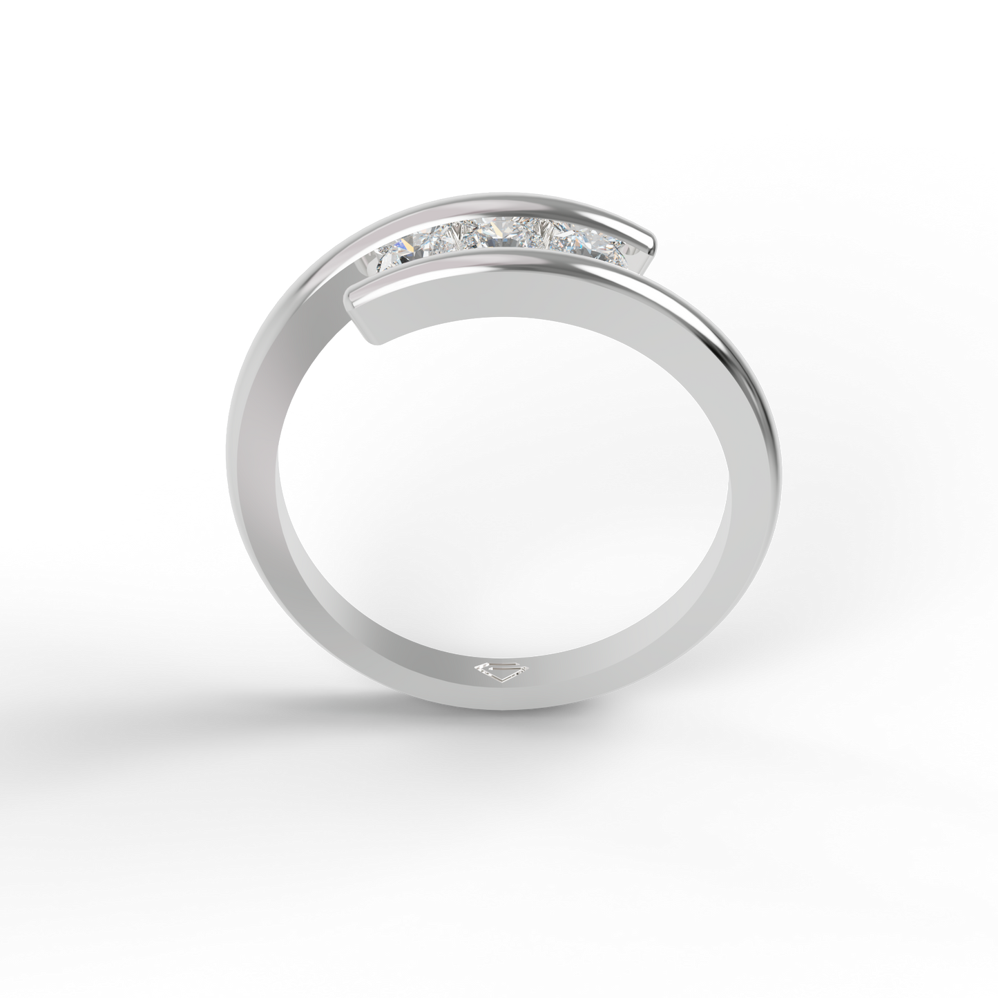 Guru Jewel's 3 Round C.Z Diamond Studded Silver Ring For Her