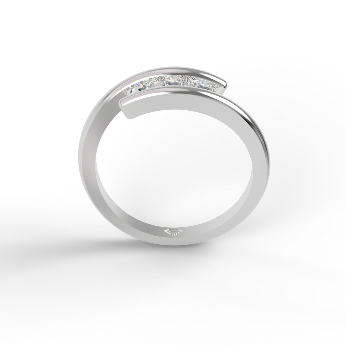 Guru Jewel's 3 Round C.Z Diamond Studded Silver Ring For Her