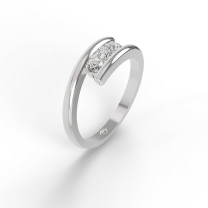 Guru Jewel's 3 Round C.Z Diamond Studded Silver Ring For Her