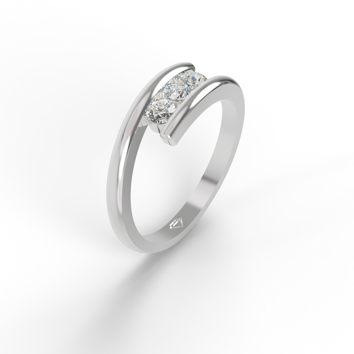 Guru Jewel's 3 Round C.Z Diamond Studded Silver Ring For Her