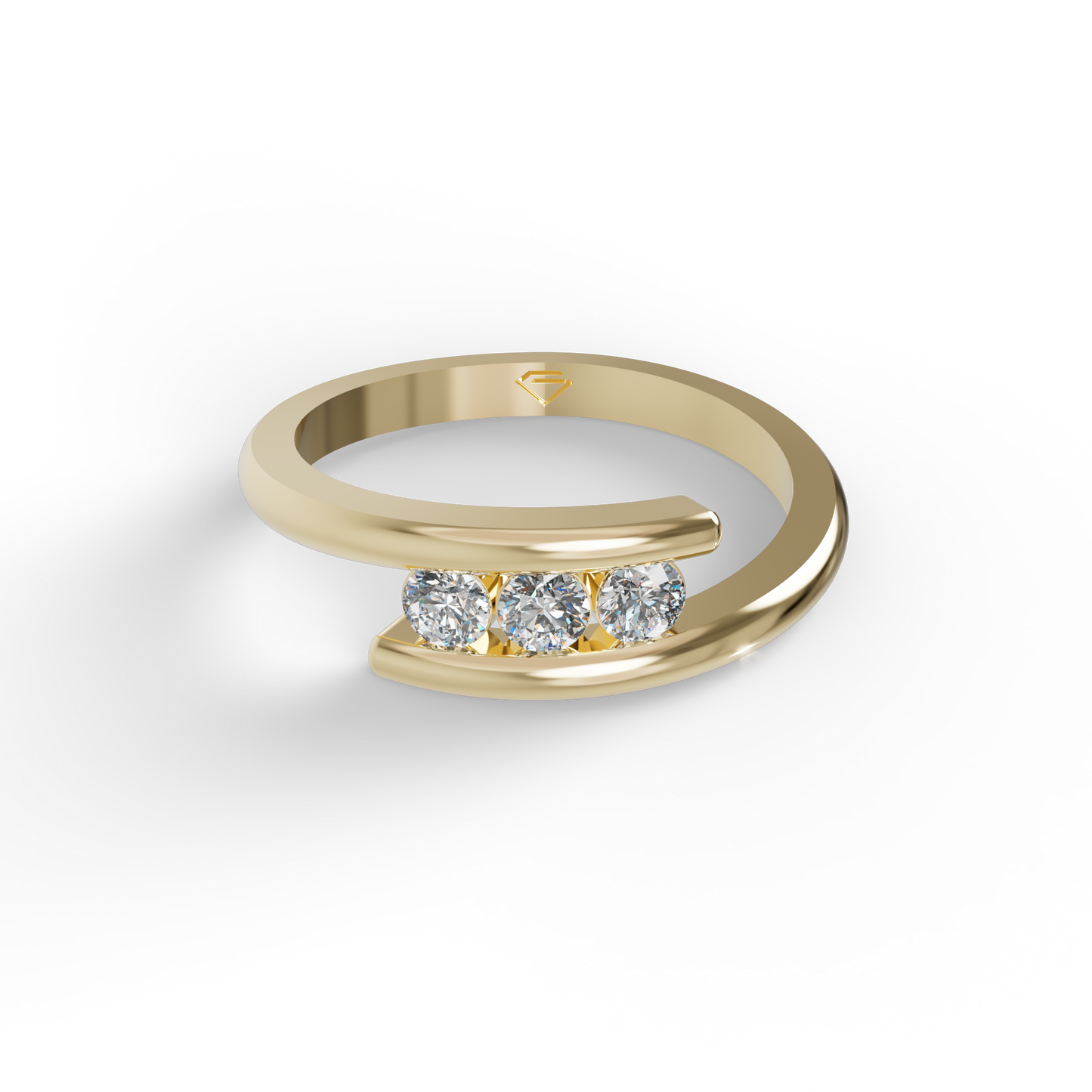 Guru Jewel's 3 Round C.Z Diamond Studded Silver Ring For Her
