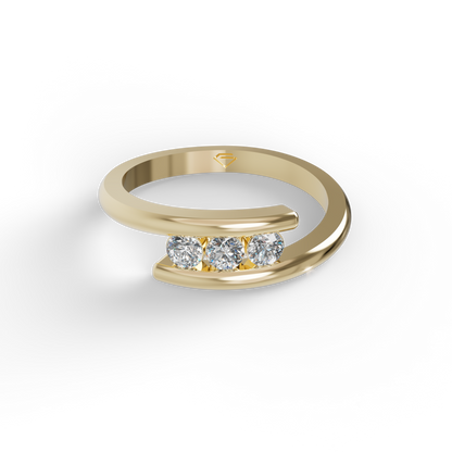 Guru Jewel's 3 Round C.Z Diamond Studded Silver Ring For Her