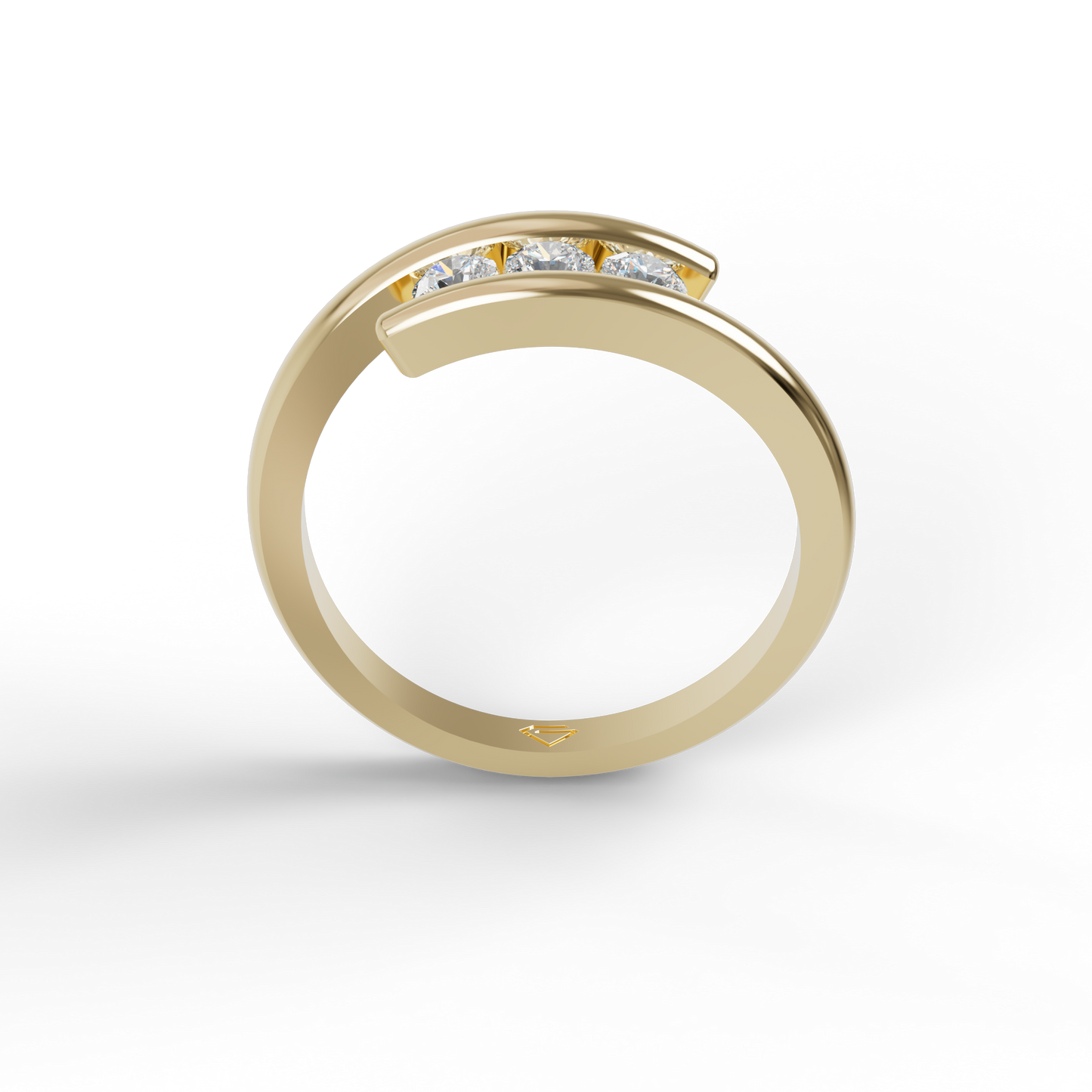 Guru Jewel's 3 Round C.Z Diamond Studded Silver Ring For Her