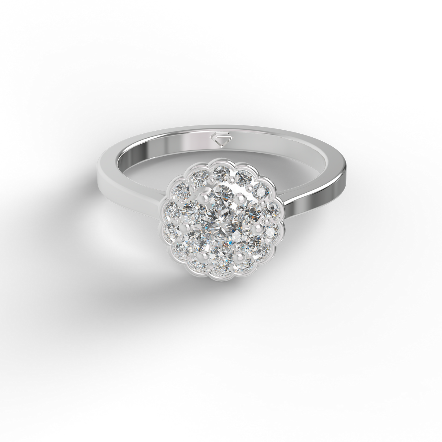 Guru Jewel's Round C.Z Solitaire Diamond Studded Silver Ring For Her
