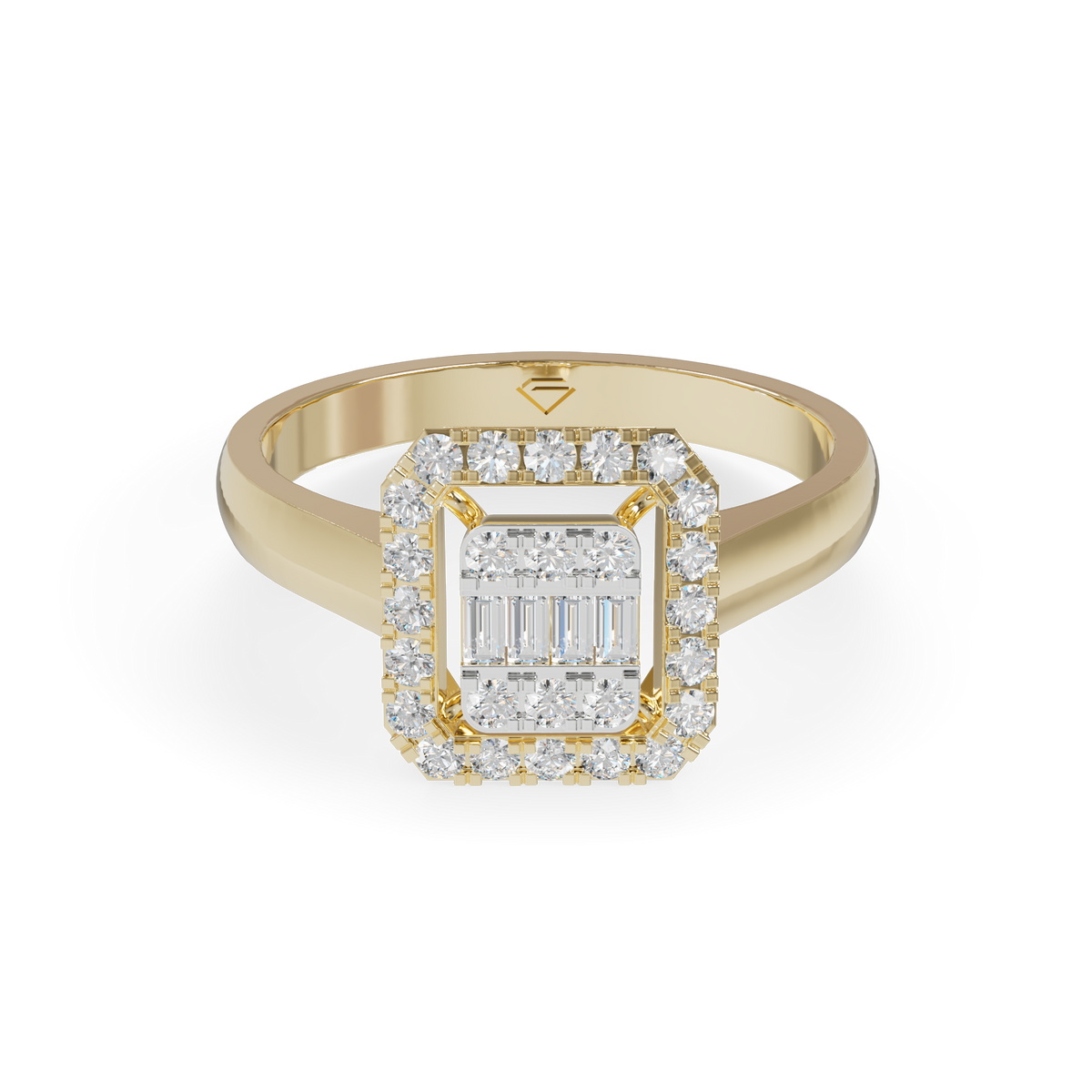 Guru Jewel's Rectangular Halo and Baguette Diamond Ring for Her