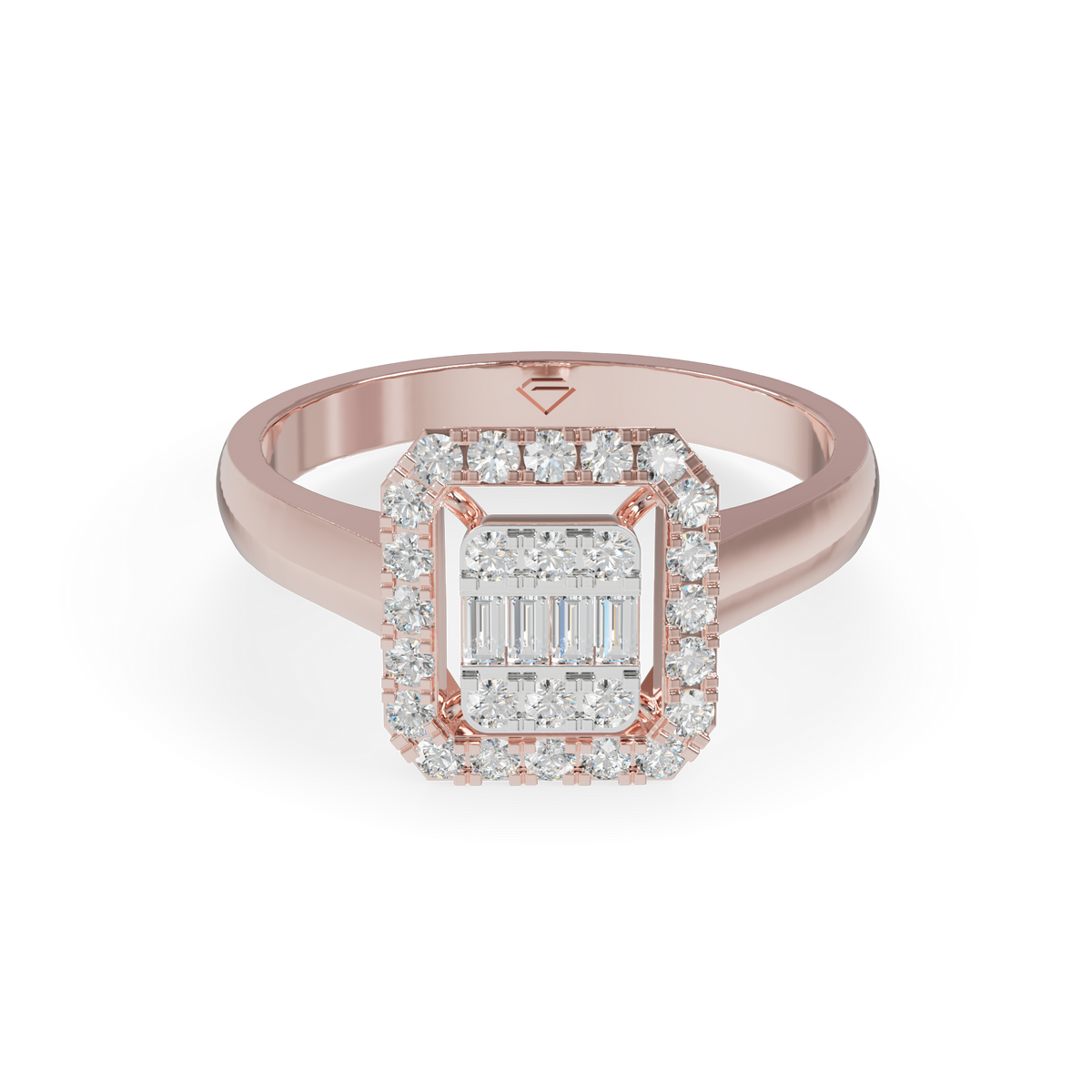 Guru Jewel's Rectangular Halo and Baguette Diamond Ring for Her