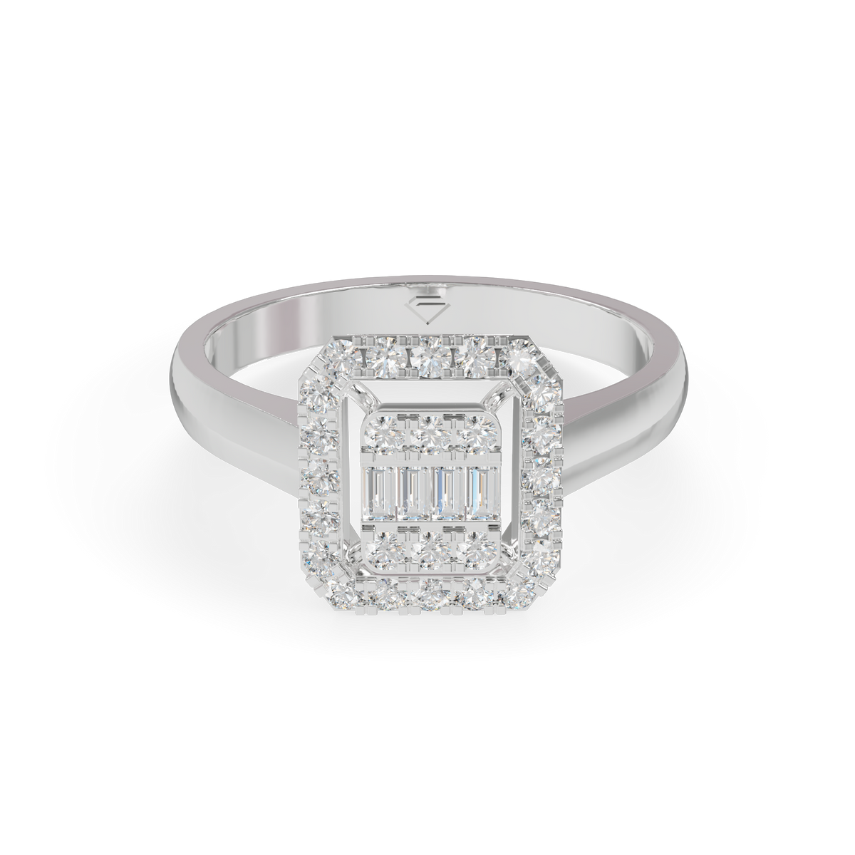 Guru Jewel's Rectangular Halo and Baguette Diamond Ring for Her