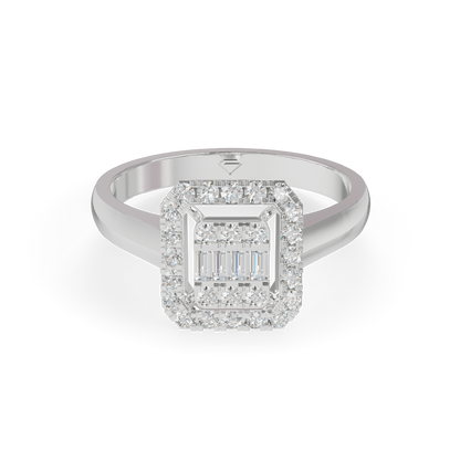 Guru Jewel's Rectangular Halo and Baguette Diamond Ring for Her