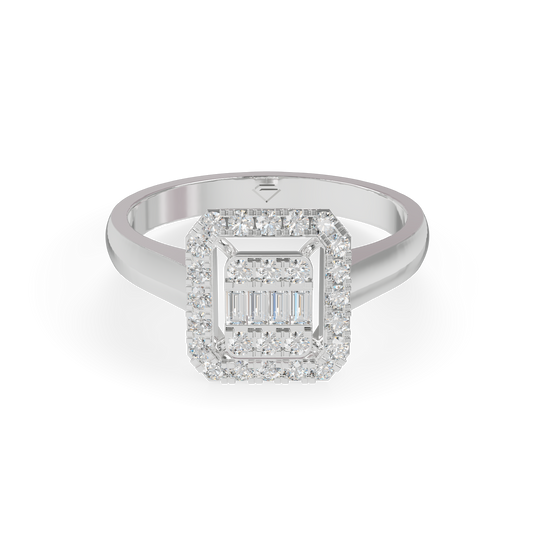 Guru Jewel's Rectangular Halo and Baguette Diamond Ring for Her
