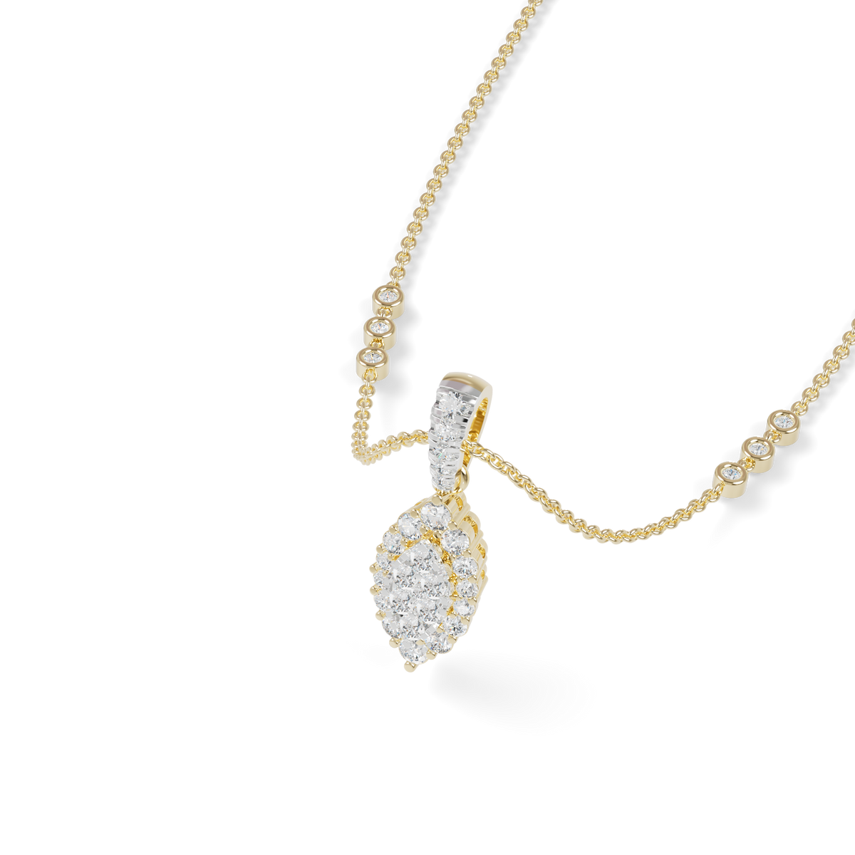 Guru Jewel's Luminous Leaf-Motif Crystal Statement Pendant for Her