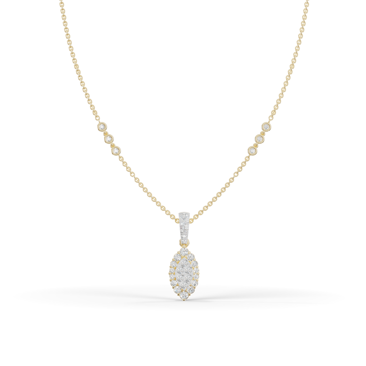 Guru Jewel's Luminous Leaf-Motif Crystal Statement Pendant for Her