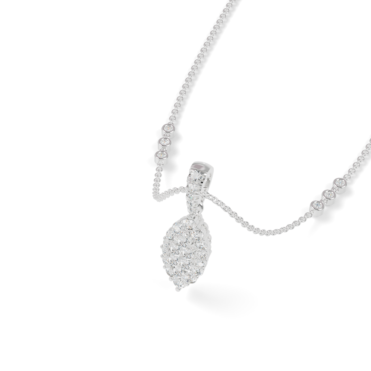 Guru Jewel's Luminous Leaf-Motif Crystal Statement Pendant for Her