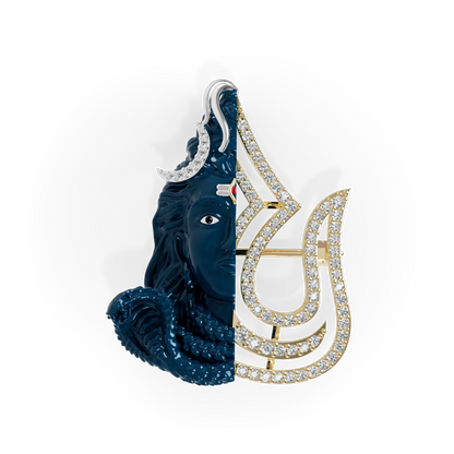Guru Jewel's Eternal Adiyogi Half-Diamond Silhouette Pendant for Her