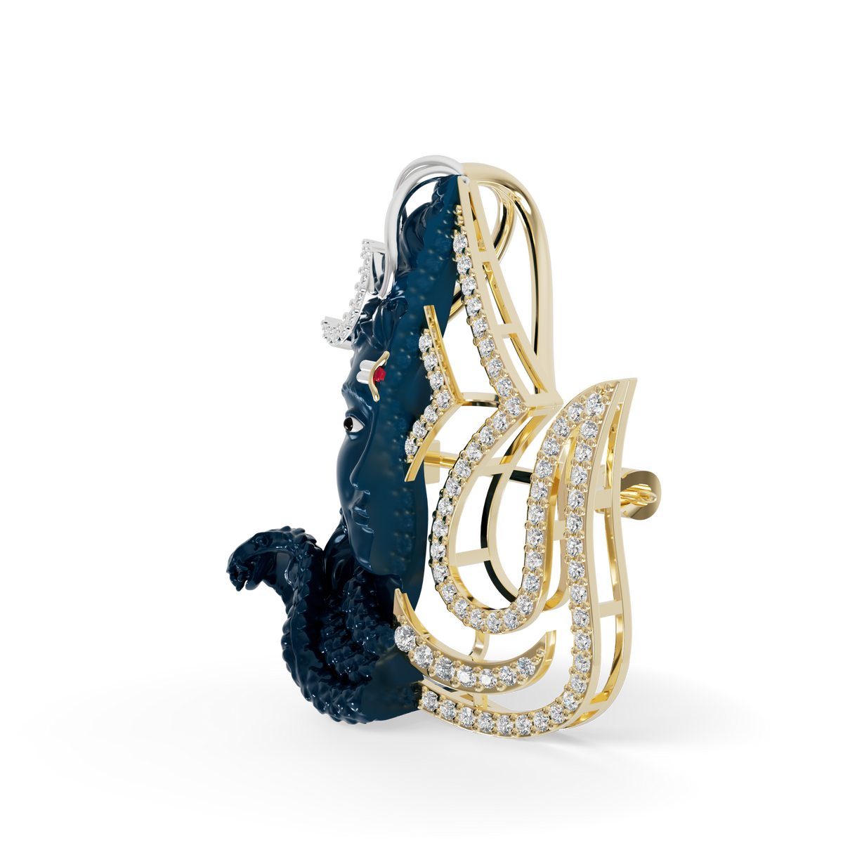 Guru Jewel's Eternal Adiyogi Half-Diamond Silhouette Pendant for Her