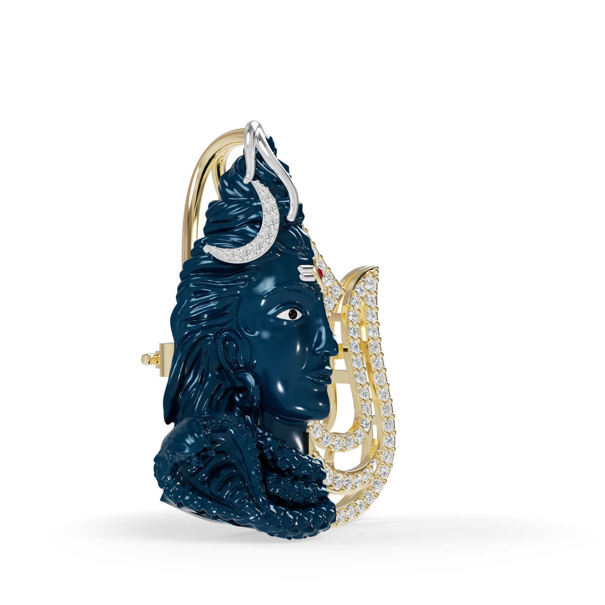 Guru Jewel's Eternal Adiyogi Half-Diamond Silhouette Pendant for Her